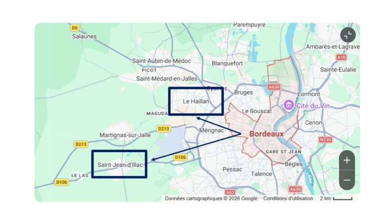 Carte Bordeaux Le Haillan Saint Jean d'Illac